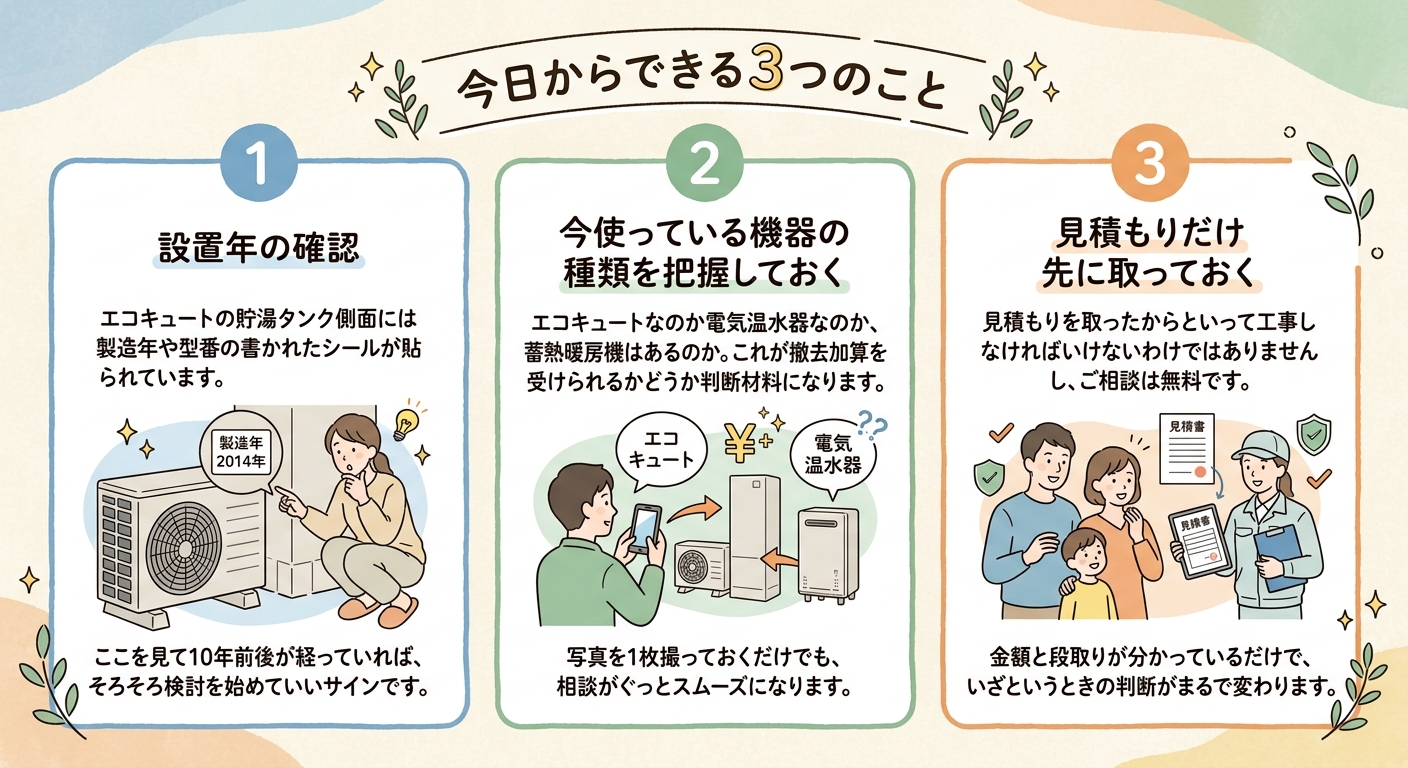 田川・飯塚でエコキュート交換前に確認したい設置年や型番などのチェックポイント