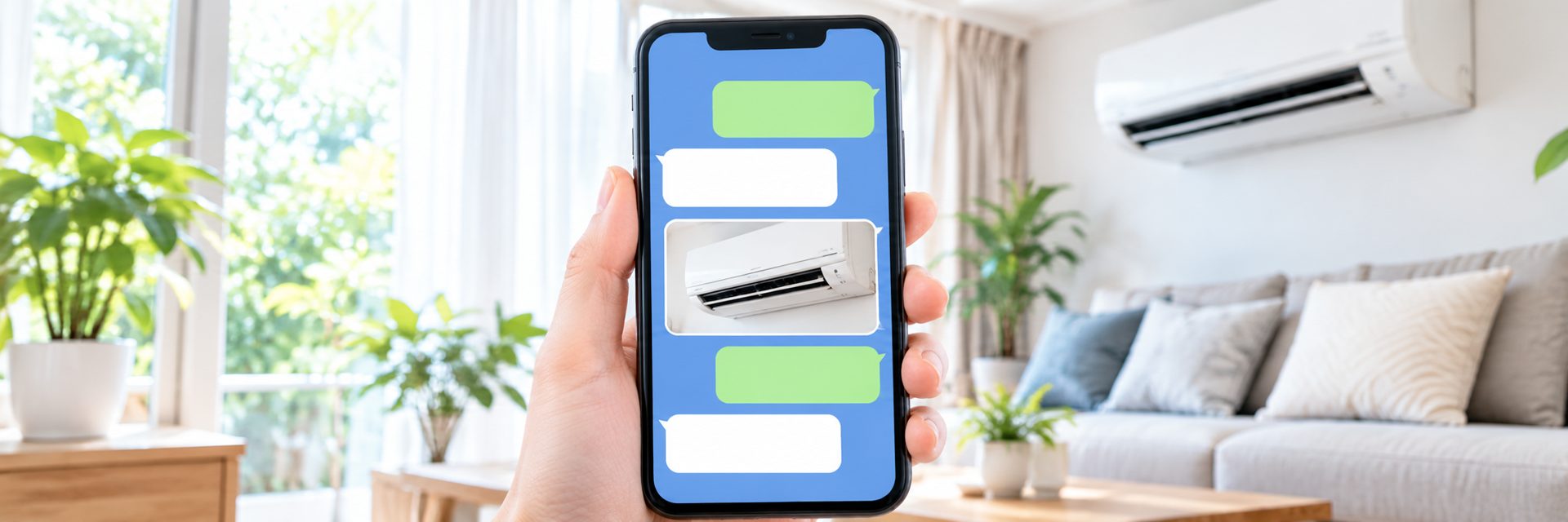 LINEでエアコンの写真を送ってクリーニングを相談する画面
